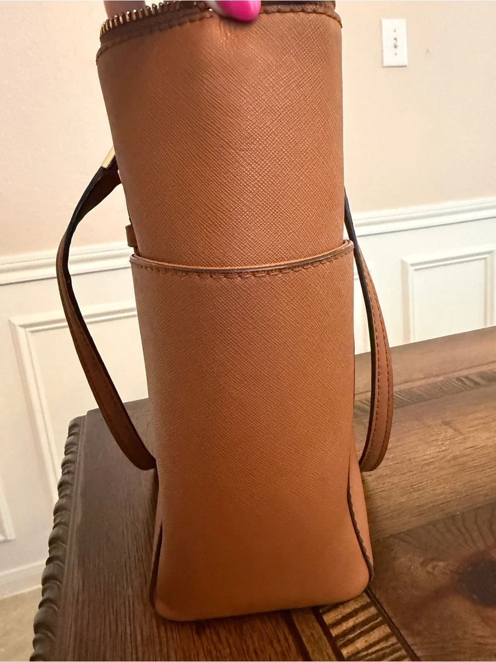 MICHAEL KORS Charlotte Large Top-Zip Tote Bag Gold Hardware Shoulder Bag